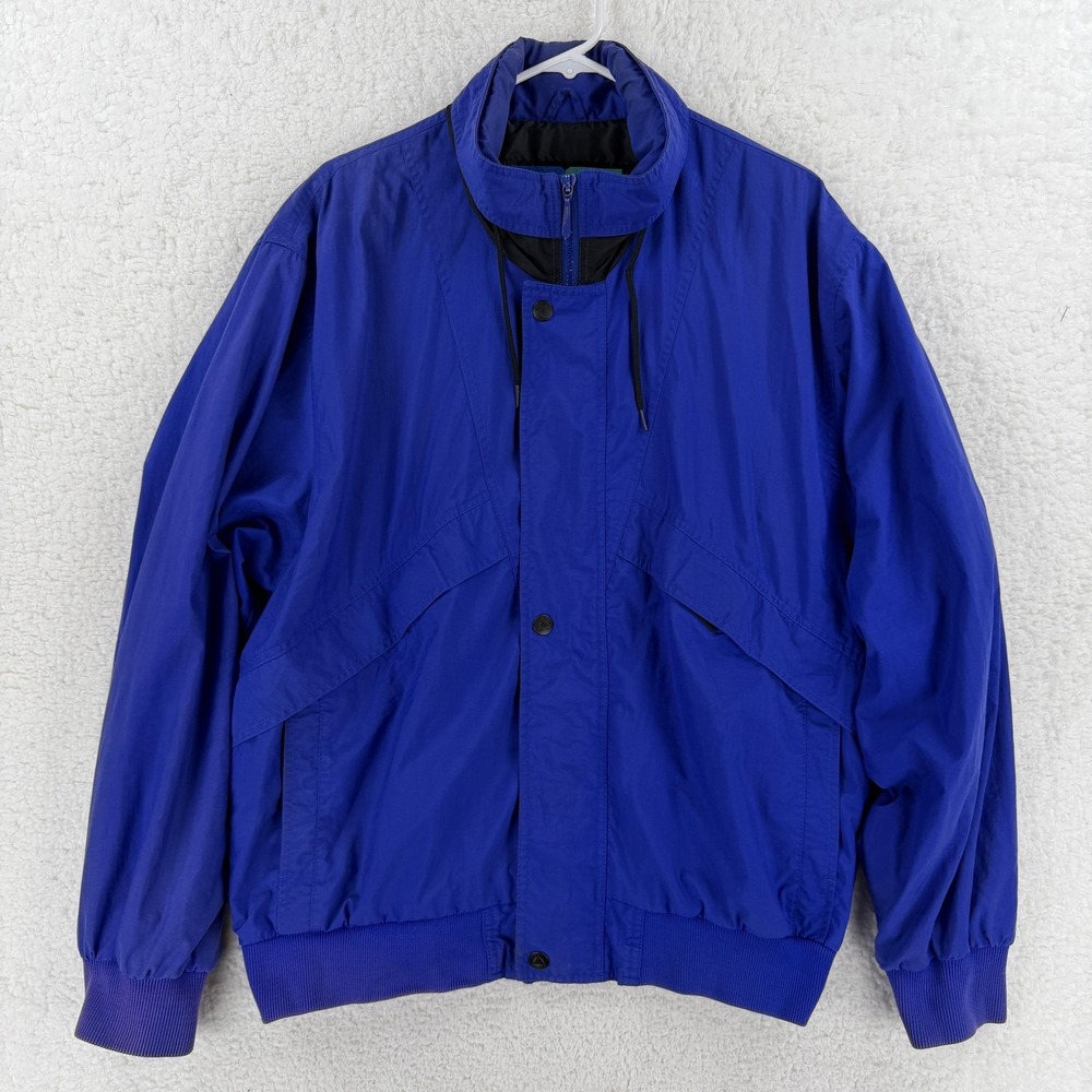Vintage Pacific Trail Jacket‎ Mens Large Blue Nylon Bomber Full Zip Windbreaker